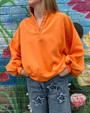 Orange Bubble Sleeve Pullover