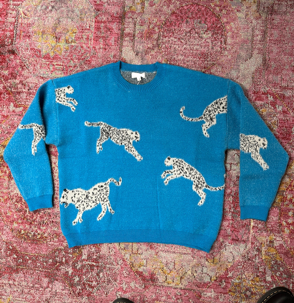 Blue Leopard Sweater