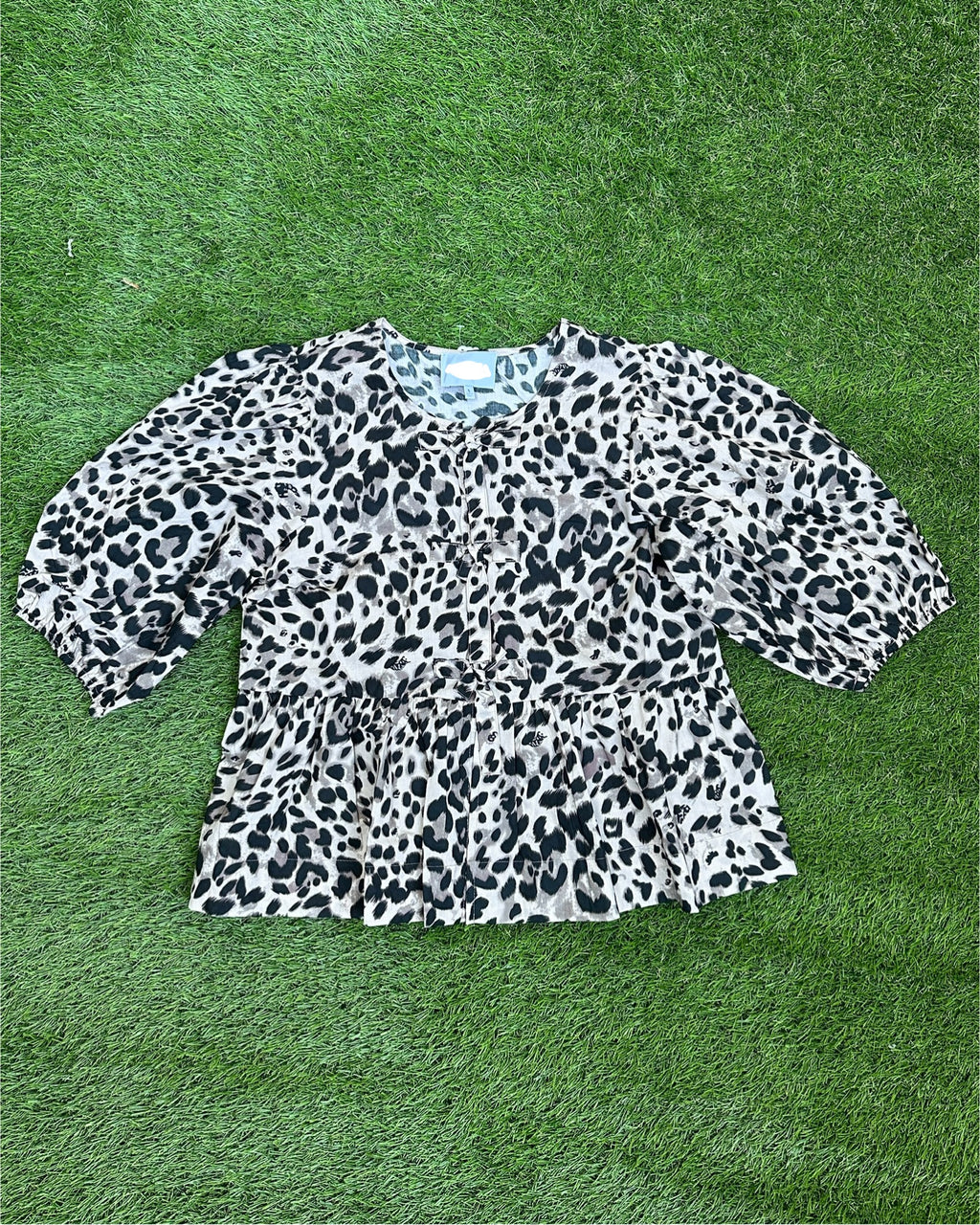 Leopard Tie Front Poplin Top