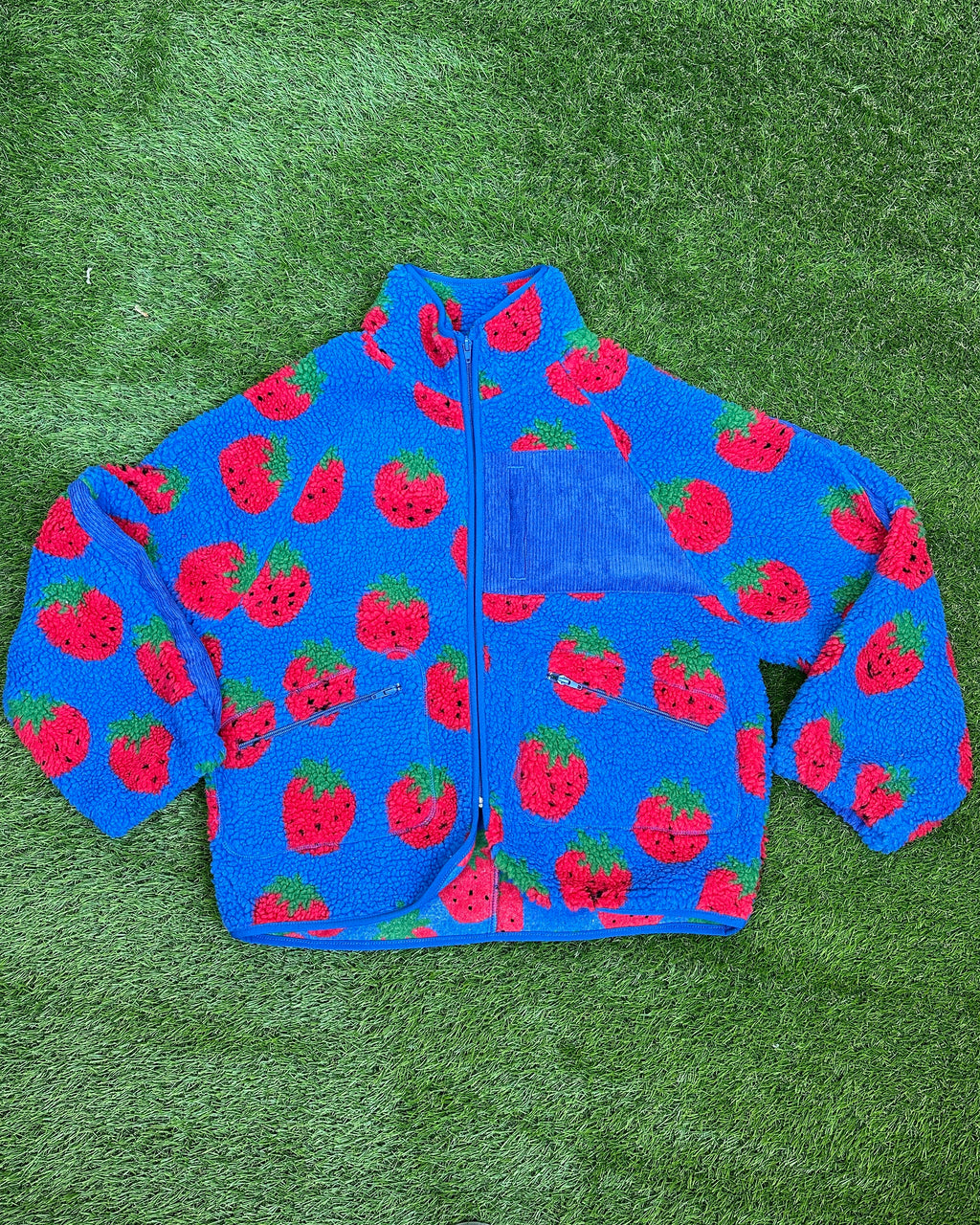 Blue Strawberry Fleece Jacket