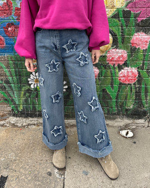 Distressed Star Applique Jeans