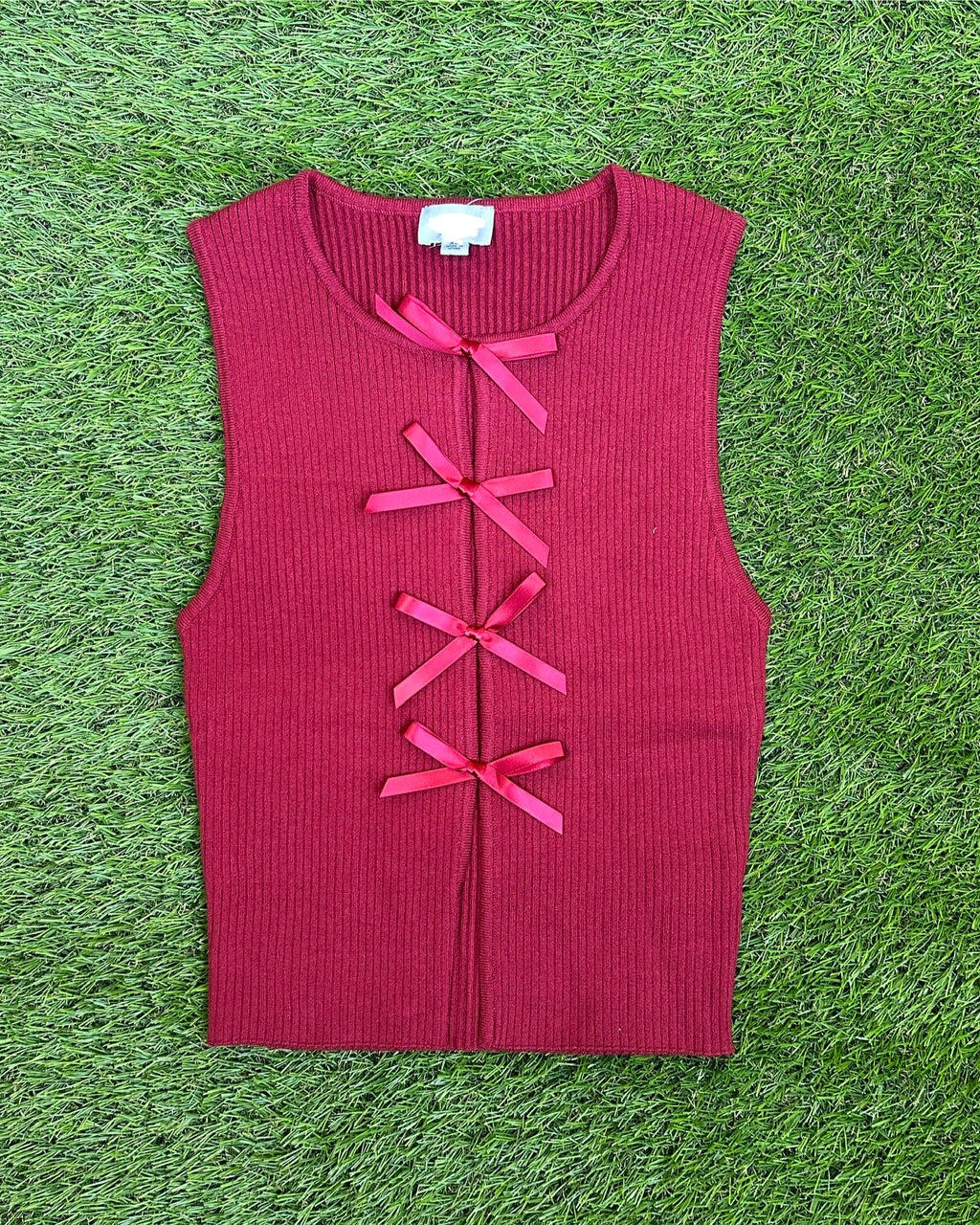 Cranberry Bow Sweater Tank