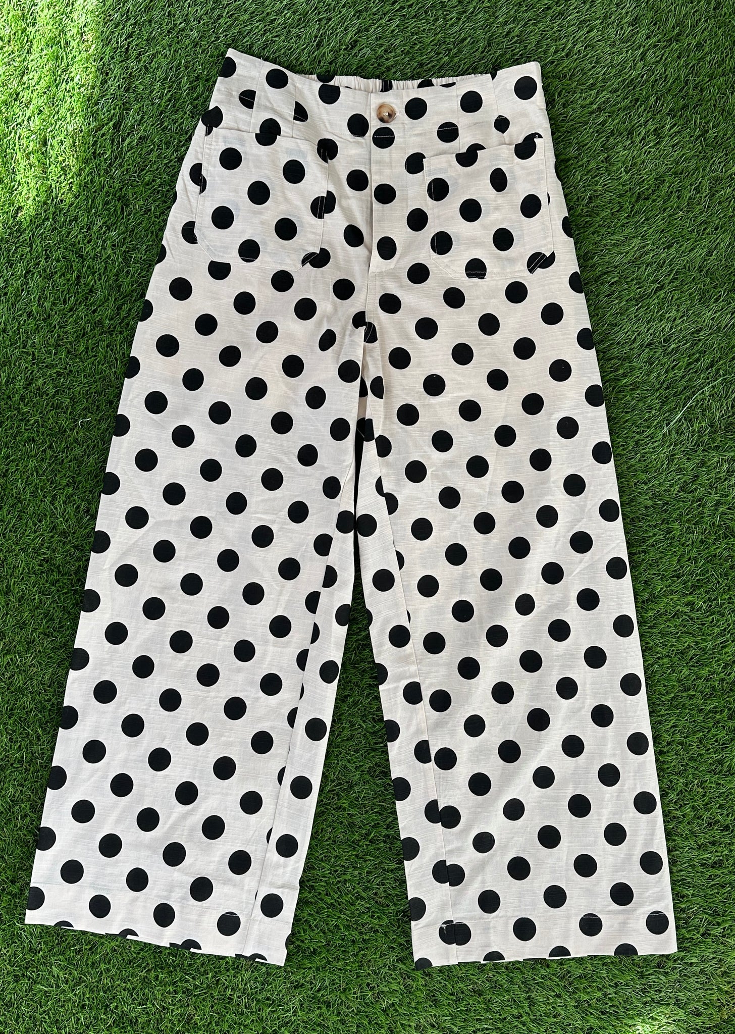 Black and White Polka Dot Wide Leg Pants