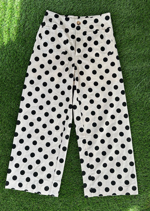 Black and White Polka Dot Wide Leg Pants