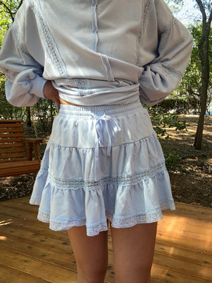 Blue Lace Sweatshirt Skort