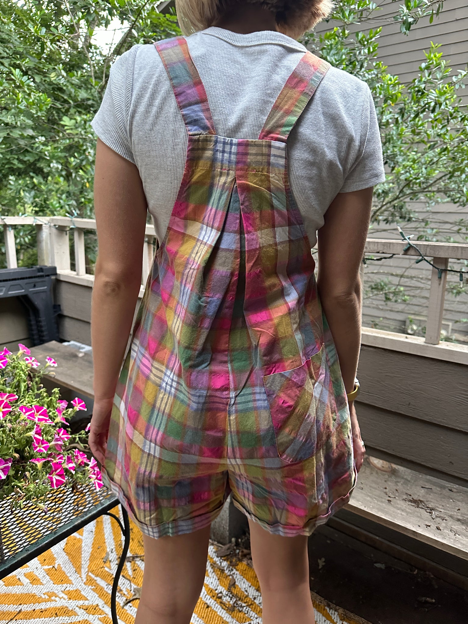 Multicolor Plaid Overalls
