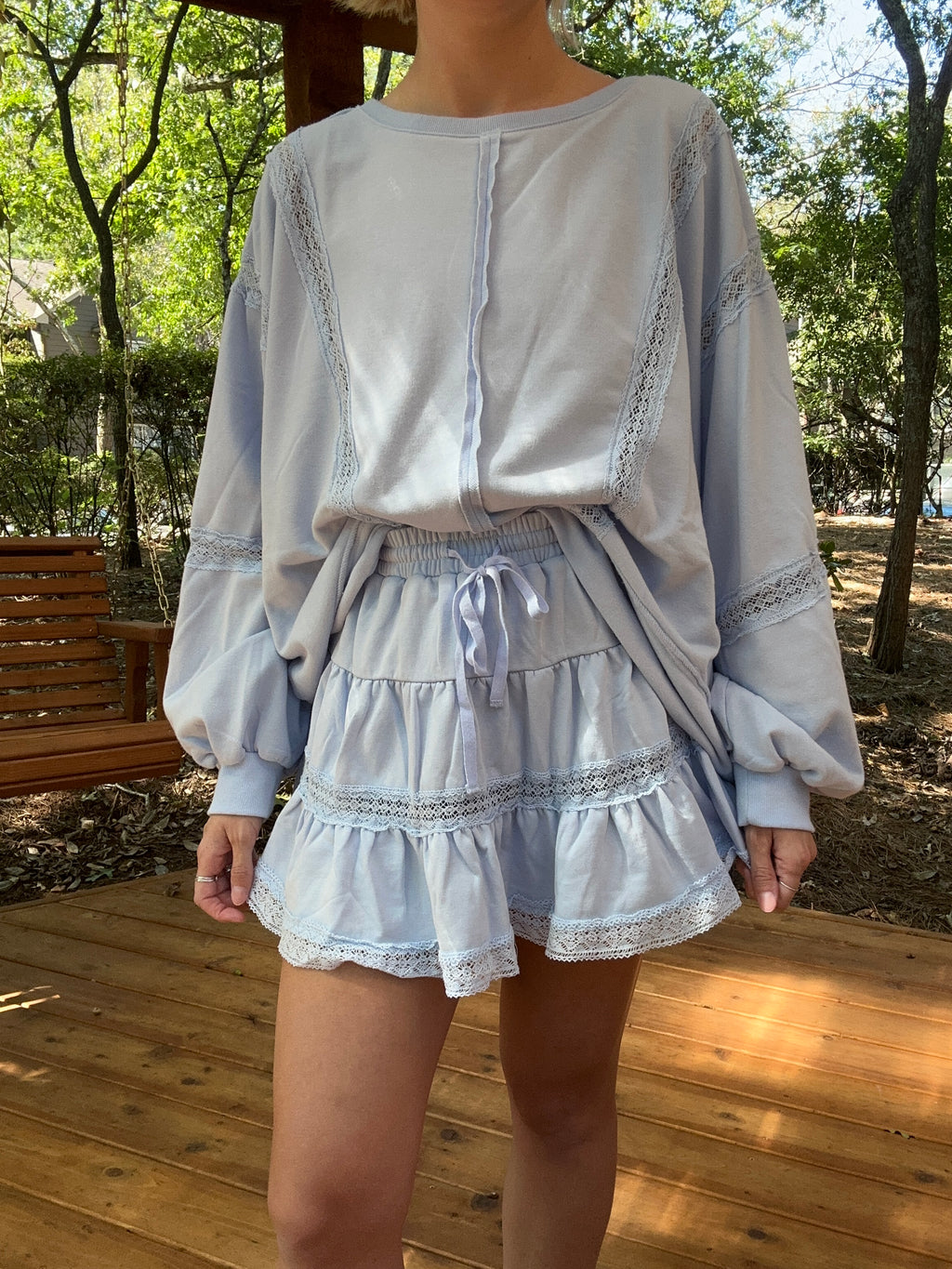 Blue Lace Sweatshirt