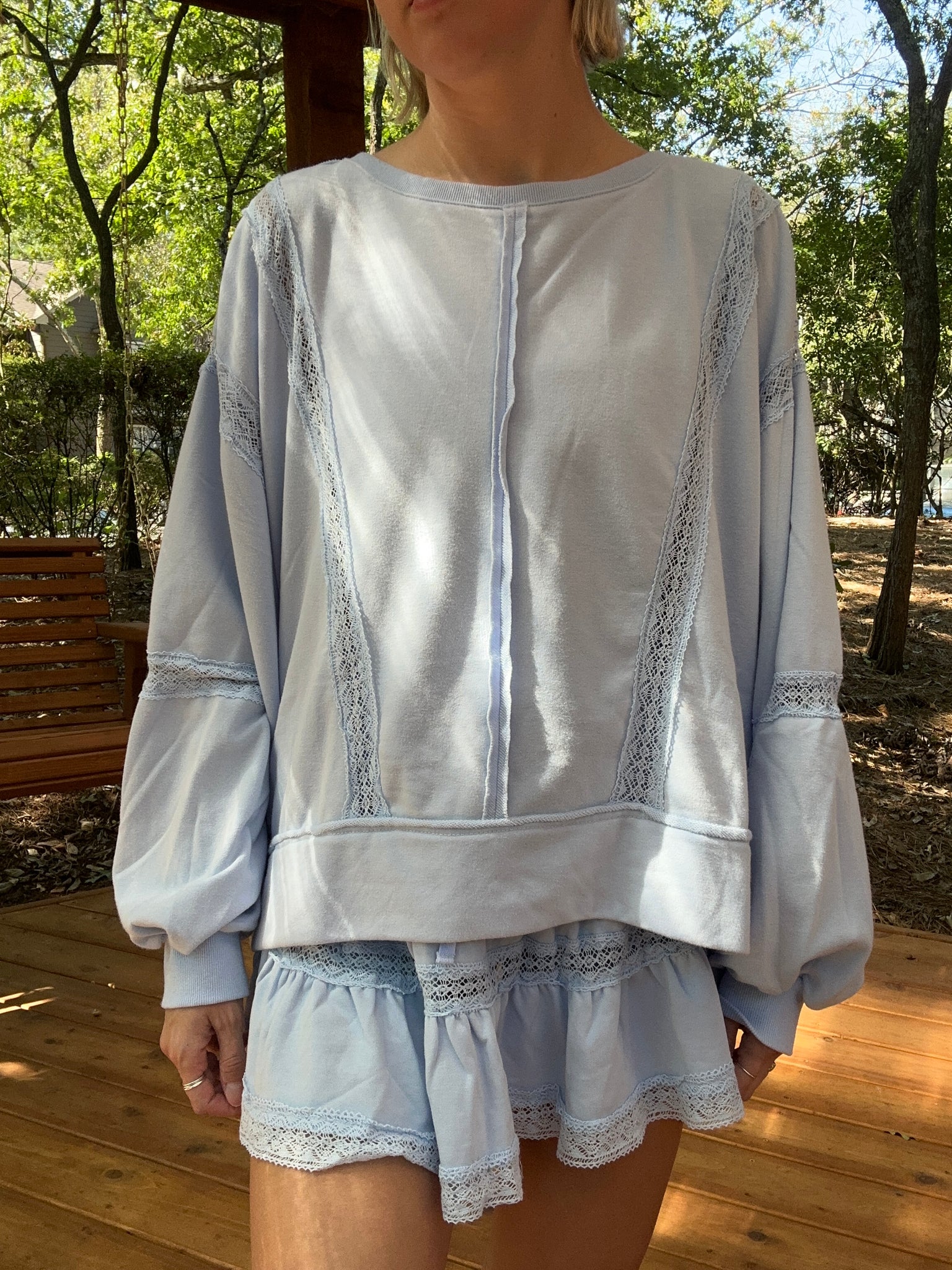Blue Lace Sweatshirt