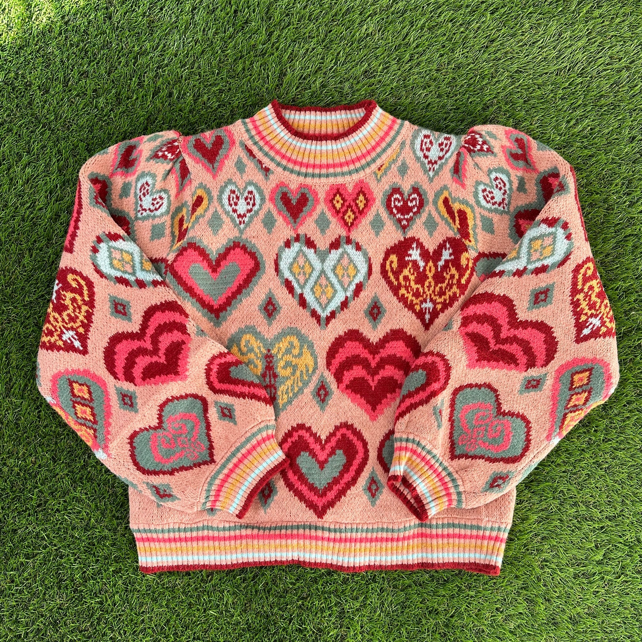 Multicolor Heart Sweater