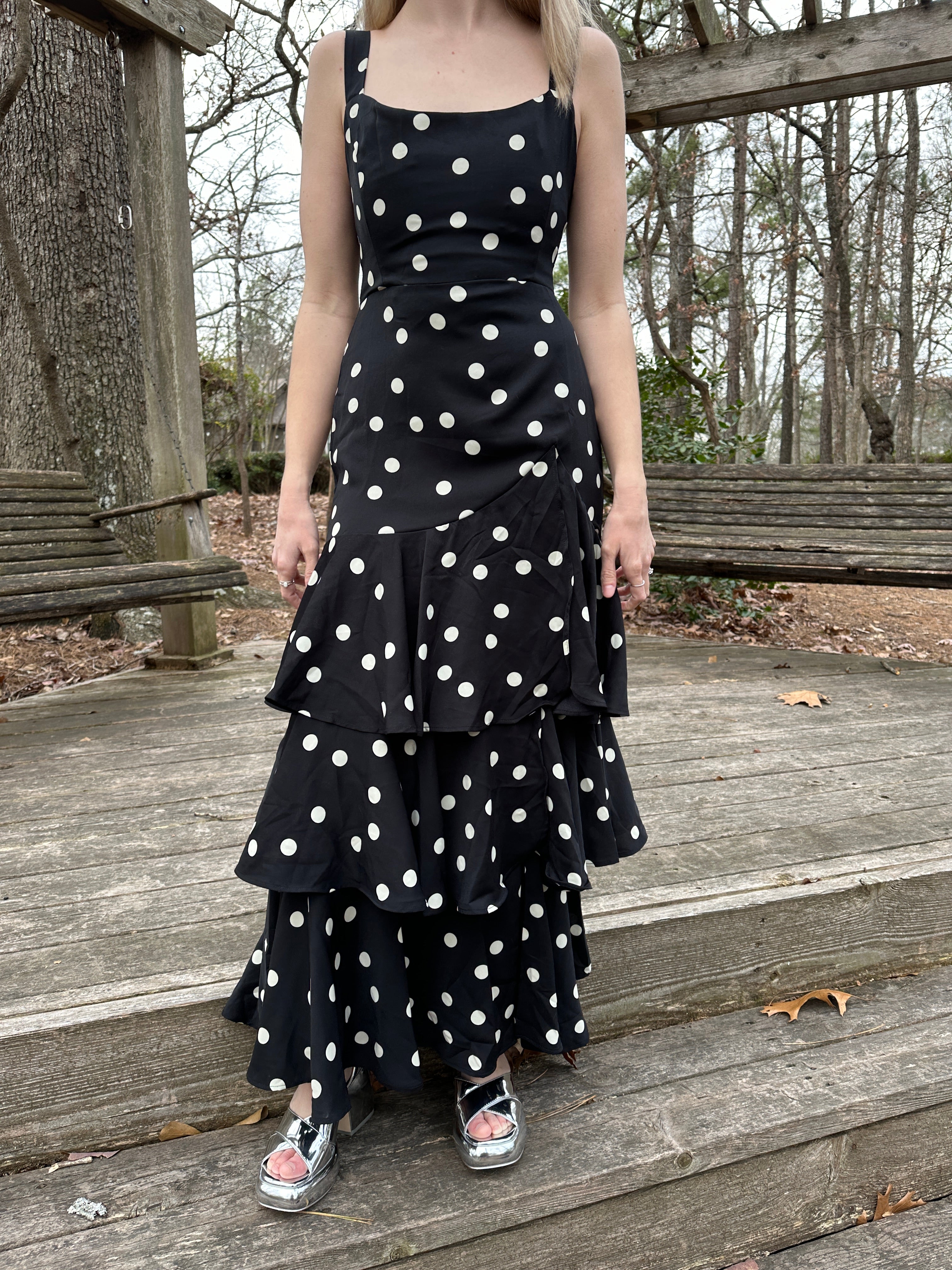 Black White Polka Mini Dress