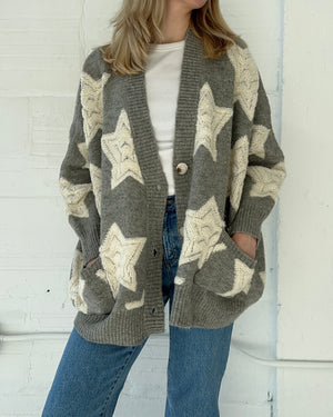 Oversized Gray Star Cardigan