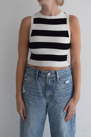 Black and White Striped Sweater Tank
