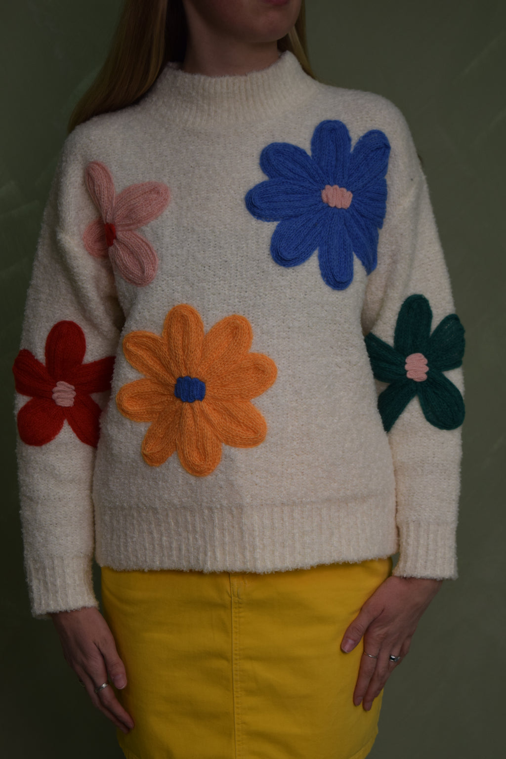 Multicolor Floral Mockneck Sweater