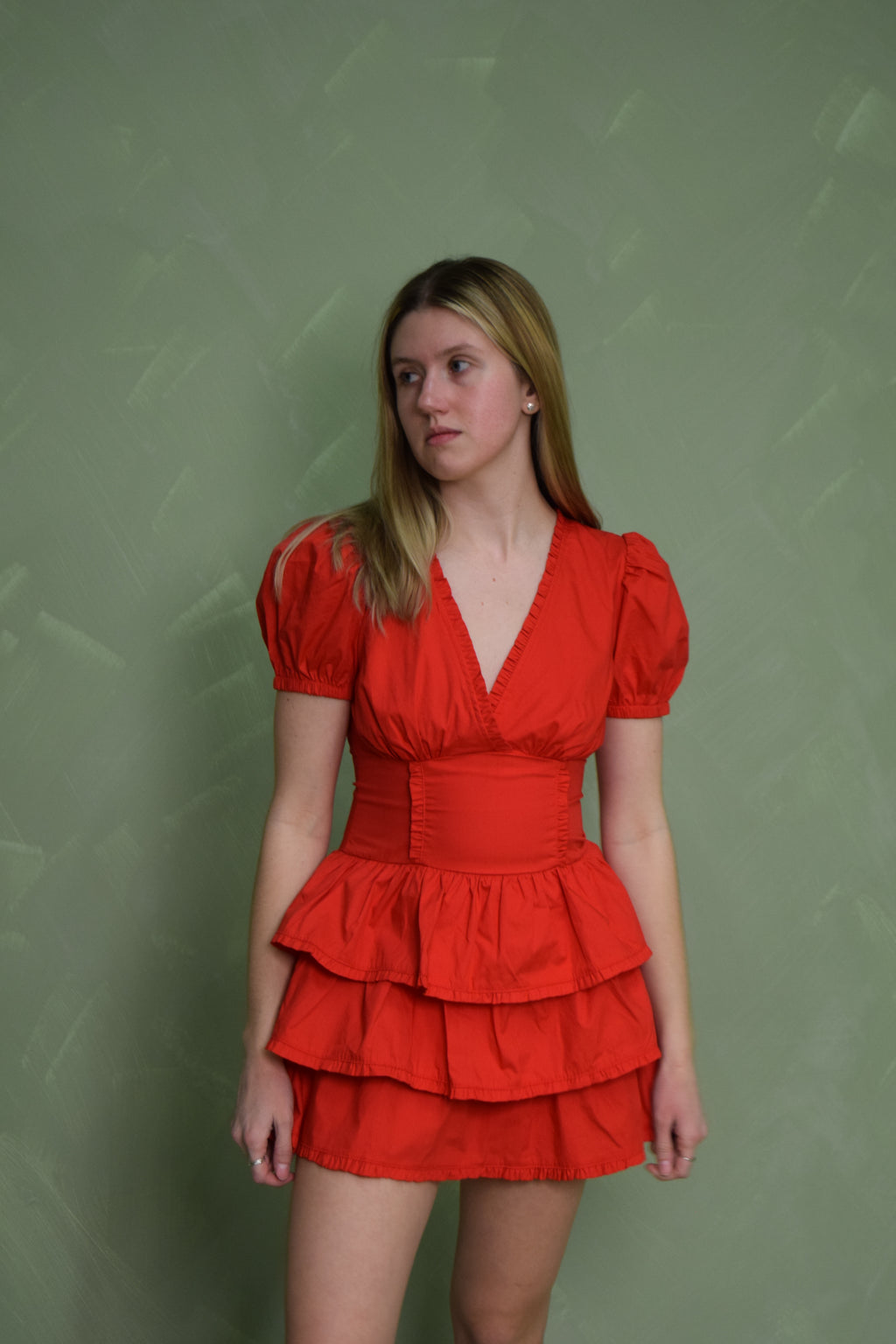 Red Ruffled Dress