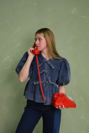 Denim Tie Front Top