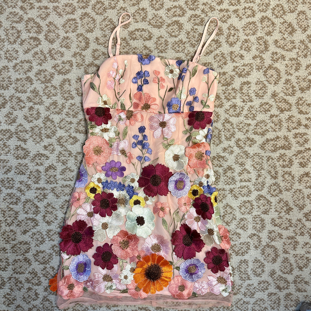 3D Flower Dress- Pink