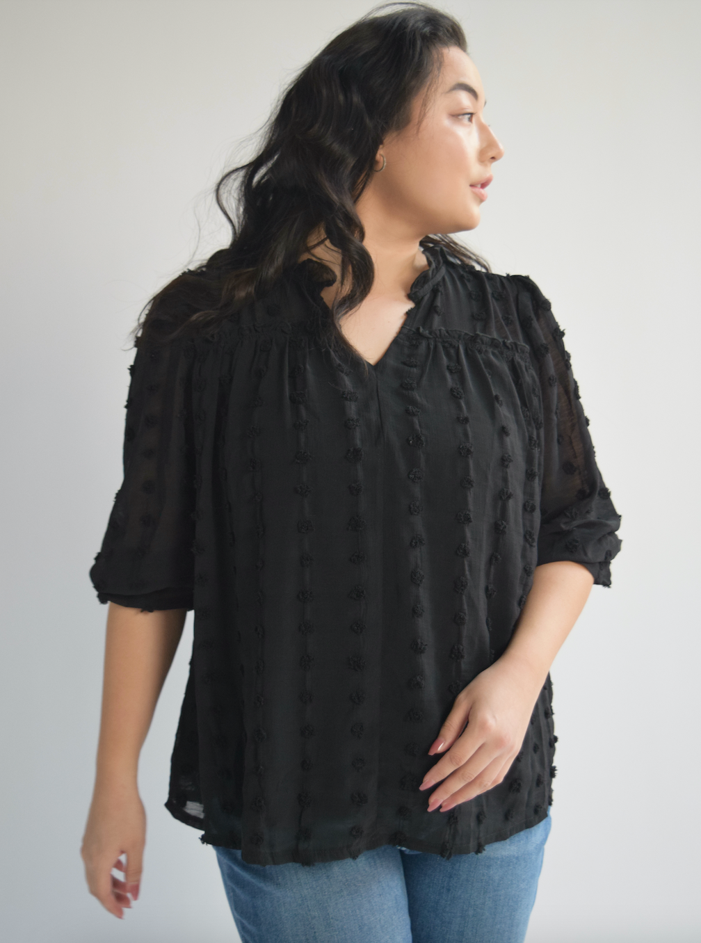Black Dotted Blouse