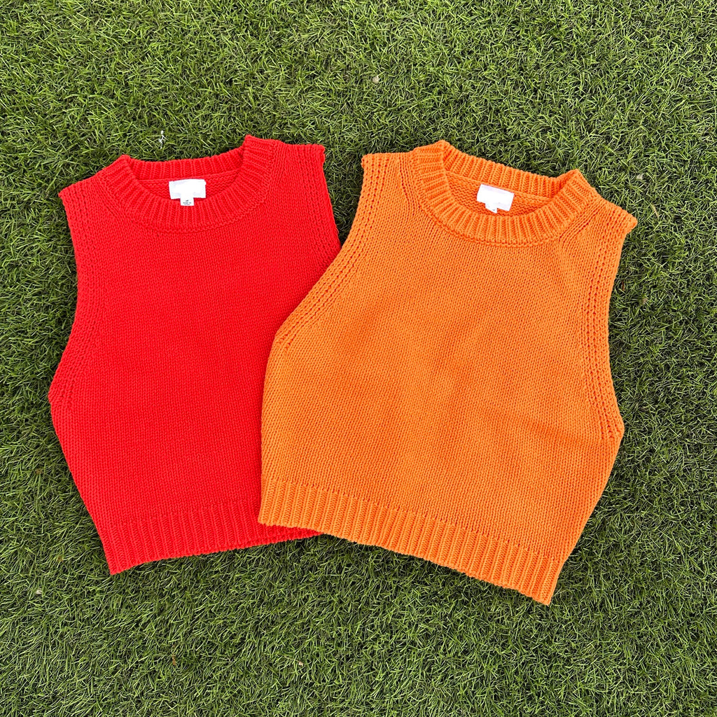 Red and Orange Cropped Sweaters